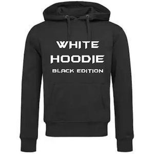 Hoodie met Capuchon en Kangoeroezak Unisex Volwassenen Lol - Festival - carnaval - feestje - grappig - grappige tekst - Weekend - Tekst - Vrijgezel - Vrijgezellenfeest - Tekst ""White hoodie BLACK EDITION | Zwart/wit | maat M