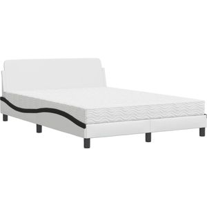 vidaXL - Bed - met - matras - kunstleer - wit - en - zwart - 140x200 - cm