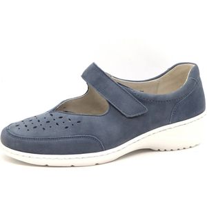 Waldläufer Dames Bandschoen - 607315-191-263 Jeansblauw - Wijdte K - Maat 4½ (37.5)