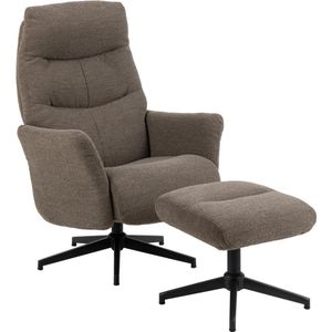 Sohome Relaxfauteuil Sinan - Met voetenbank - Bouclé - Taupe