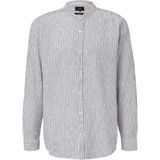 Overhemd - Gestreept - Linnenblend - Opstaande Kraag