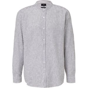 Overhemd - Gestreept - Linnenblend - Opstaande Kraag