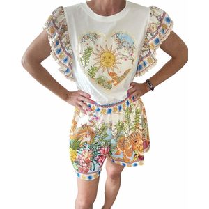 Setje, t-shirt+short, zon, one size