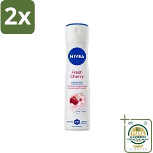 Nivea - Anti-Transpirant Deodorant - Fresh Cherry - 150 ml - Voordeelverpakking - 2 stuks - Anti-transpirant spray - Kersen geur