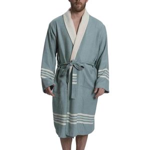 Gevoerde Hamam Badjas Krem Sultan Almond Green - XS - Hotelkwaliteit - Sjaalkraag - Luxe badjas - Badstof - Sauna Badjas - Ochtendjas - Badmantel