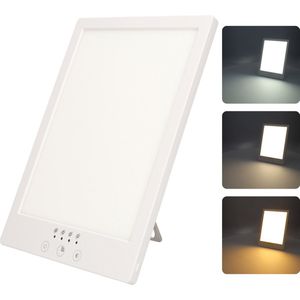 Daglichtlamp - LED Lichttherapie - Daglicht lamp - Bureaulamp - Daglicht lamp - Hobby lamp - 3 Verschillende lichtstanden - Verschillende licht temperaturen - UV-Vrij - Tussen de 2000 en 12.000 lux - 24x18 cm - Wit