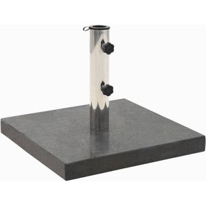 The Living Store Parasolvoet Graniet 28.5kg - Zwart - 45 x 45 x 5 cm - Adapter voor 38/48 mm - Met wieltjes en anti-slip pads