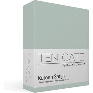 Ten Cate - Hoeslaken Topper 90x200 - Katoensatijn - Geschikt voor Topdekmatras 90 x 200 - Hoekhoogte 10 cm - Mint