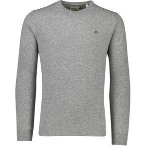 GANT - Superfine Lambswool C-Neck - Trui - Grey Melange - Wol 100%