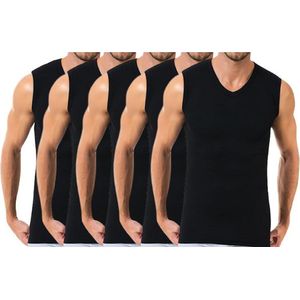 5 stuks A-shirt - V-hals - mouwloos - zwart - Maat XXL