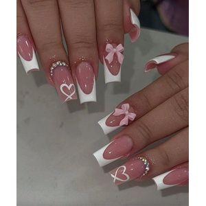 GEAR3000® plaknagels zelfklevende E - press on nails - nepnagels met lijm en nagelvijl - 24 stuks