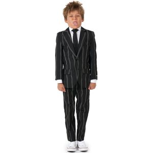 Suitmeister Pinstripe - Jongens Kostuum - Glow In The Dark - Zwart Neon - Carnaval - Maat M