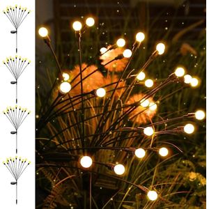 Tuinverlichting op Zonne-energie - Solarverlichting Firefly 4 stuks 10 leds IP65 waterdicht lampen voor buiten terras-balkon-paden-gazon
