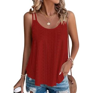 Dames Zomertanktops Dames Mouwloze Vesten Tanks Top Loost Fit Casual Shirts Vest Blouses Cami Camisole Rood Maat M