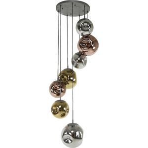 Solar - Hanglamp - metaal - glas - chroom - koper - goud - getrapt - 7 lichtpunten