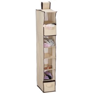 Relaxdays kast organizer hangend - 7 vakken - stof - 106 x 16,5 x 31 cm - 2 lades - kledingkast - broeken - smal