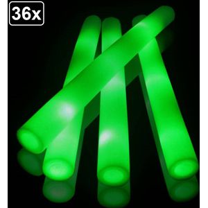 36x Foam stick LED licht Groen - festival thema feest party disco led verlichting fun