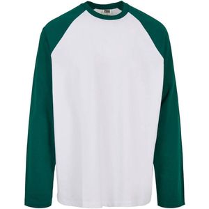 Urban Classics - Organic Oversized Raglan Longsleeve shirt - XL - Wit/Groen