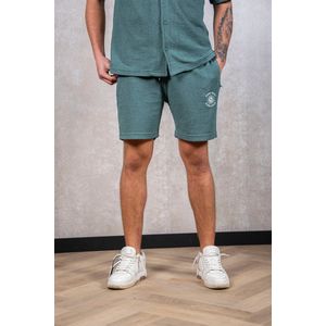 PURE PATH Structured Short With Pocktes, Cords And Front Embroidery Broeken Heren - Groen - Maat L