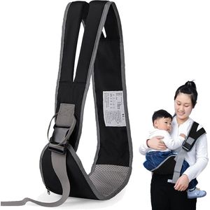 Draagbare draagzakband met verstelbare comfortabele schouderbanden, draagzak pasgeboren vanaf de geboorte draagdoek pasgeboren baby, peuter tot 25 kg (zwart)