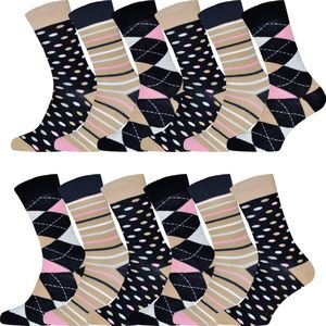 12 Pack - Dames Sokken - 12 Paar - Mix Kleur - Maat 35-38 - Sokken Dames