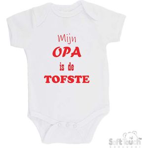 100% katoenen Romper ""Mijn Opa is de TOFSTE"" Unisex Katoen Wit/rood Maat 62/68