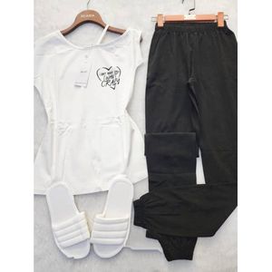 Dames Pyjama Set/huispak – 3-delig met Slippers - Ivory, L