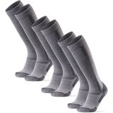 DANISH ENDURANCE Wandelsokken met Merino Wol - Kniehoogte - voor Dames & Heren - 3 Paar - Lichtgrijs - Maat 35-38