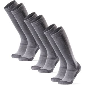 DANISH ENDURANCE Wandelsokken met Merino Wol - Kniehoogte - voor Dames & Heren - 3 Paar - Lichtgrijs - Maat 35-38