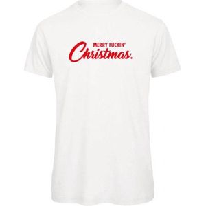 Kerst t-shirt wit XXL - Merry fuckin' Christmas - rood - soBAD. | Kerst t-shirt soBAD. | kerst shirts volwassenen | kerst t-shirts volwassenen | Kerst outfit | Foute kerst t-shirts