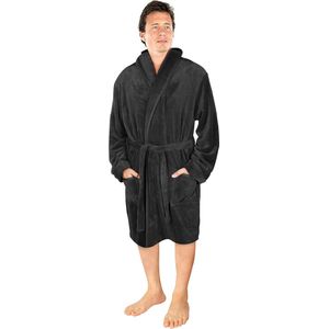 Goodivery ® Luxe ochtendjas voor heren, superzachte fleece badjas, behaaglijke sjaalkraag, loungewear en nachtkleding