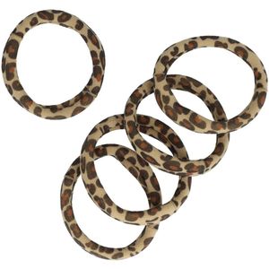 Haarsoires Haarelastieken basic - Endless dierenprint - Bruin beige - Set van 5 - Eenvoudige Haar Elastieken voor Dagelijks Gebruik