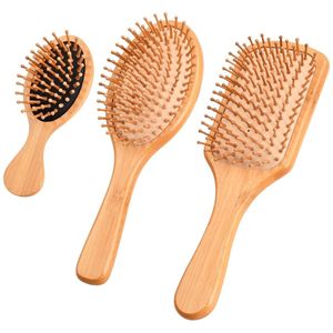 TRANKIELO® - Haarborstelset met bamboe kammen - Ontwarringsborstel voor mannen, vrouwen en kinderen