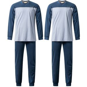 Gentlemen - 2 heren pyjama's 411911 - all season pyjamasets - donkerblauw - maat L