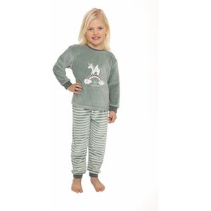 Cocodream - Meisjes Pyjama - Velours - Unicorn - Donkergroen - Maat 104