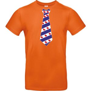 Oranje T-shirt EK voetbal 2024 met Friese stropdas Maat S
