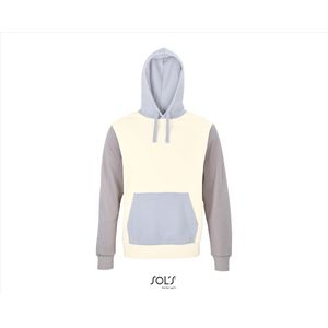 SOL'S Unisex Collins Hooded Sweatshirt L03818 - Natural/Creamy Blue/Light Grey (Solid) - M