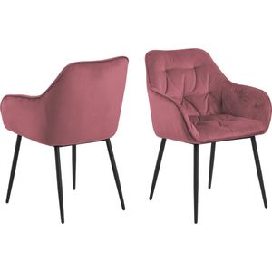 Armstoel Zion Koraal Rood - Giga Living - Set van 2
