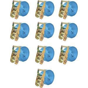 The Living Store Spanbanden 2 ton 6mx38mm blauw 10 st - Spanbanden - Lashings - Laadzeilen - Bagagegordels - Transportmiddelen