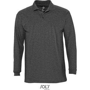 SOLS Heren-Winter II Poloshirt met lange mouwen van Piqué katoen (Houtskool mergel) Maat S
