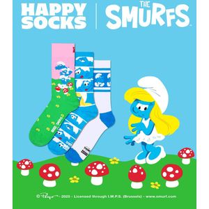 Happy Socks Kids - The Smurfs - Set van 3 paar - Smurfensokken - 7-9JR