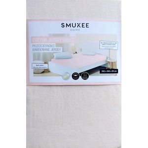 Smukee Jersey Hoeslaken Katoen 200x200cm Lichtroze met Elastiek
