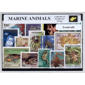 Zeedieren – Luxe postzegel pakket (A6 formaat) : collectie van 50 verschillende postzegels van zeedieren – kan als ansichtkaart in een A6 envelop - authentiek cadeau - kado - geschenk - kaart - krab - kreef - zeepaardje - octopus - kwal - zeester