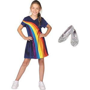 K3 jurkje regenboog - nieuw blauw + schoentjes - 6-8 jaar - mt 29