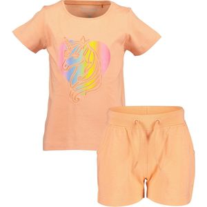 Blue Seven Mesjes kleding set Shirt Unicorn en Short Perzik