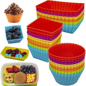 Herbruikbare muffinvormen siliconen pakket van 36 kleine siliconen mallen voor muffins Cupcake brood bakvorm cake, anti-aanbak mini muffinvormpjes cakevorm (3 mallen