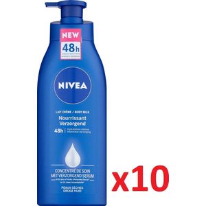 NIVEA Bodymilk 48h Intensieve Hydratatie With Moisturizing Serum - Voor Droge Huid - Met Pomp - 10 x 400 ml