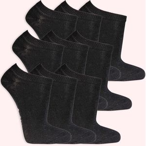 Naadloze sneakersokken | 9 paar | dames sneakersokken | ook in kindermaten | grijs, wit of zwart