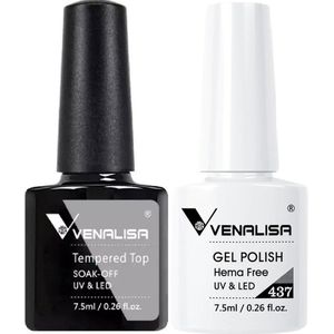 Venalisa Top Coat en Witte UV Gellak - Set 15 ml (2x 7.5 ml) - Gellak Starterspakket - Gellak Top Coat - Gellak Wit - Gellak Set - Witte Gellak - Venalisa Gellak - Gellak Nagellak