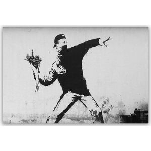 Banksy throw flowers-60x40cm-plexiglas